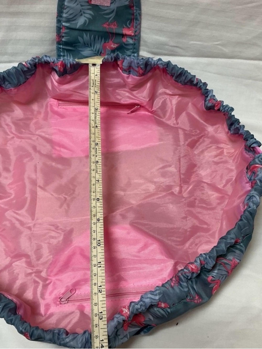 Flamingo Drawstring Makeup Pouch - Large - Picture 4 of 6